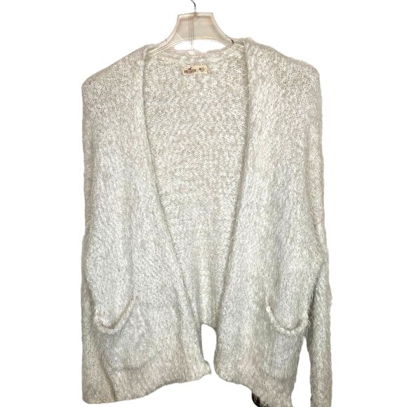 Hollister Cream Soft Fuzzy Knit Cardigan, Long Sleeve, Open Front M/L Cottage - Picture 2 of 11
